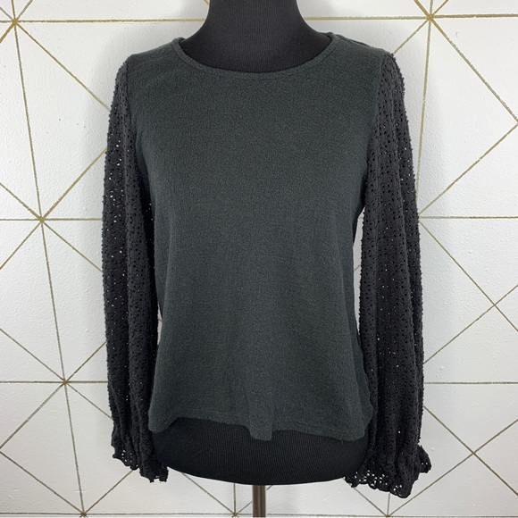 Texture & Thread Madewell Eyelet Mix Ruffle Sleeve Top Size XS